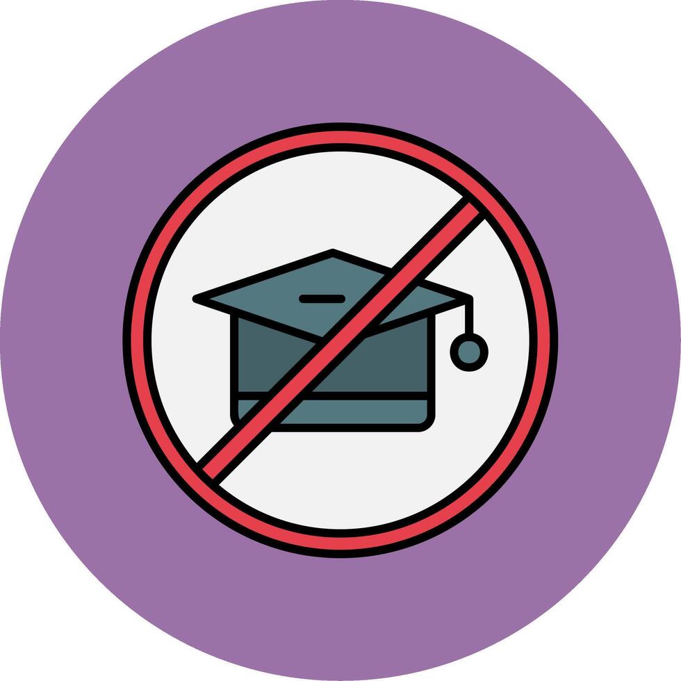 No Education Line Filled multicolour Circle Icon vector