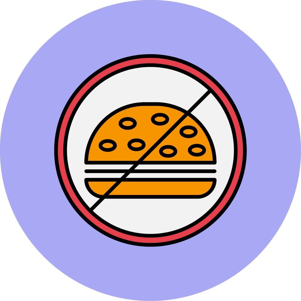 No Food Line Filled multicolour Circle Icon vector