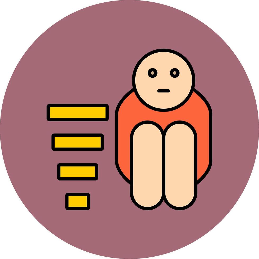 Poor Line Filled multicolour Circle Icon vector