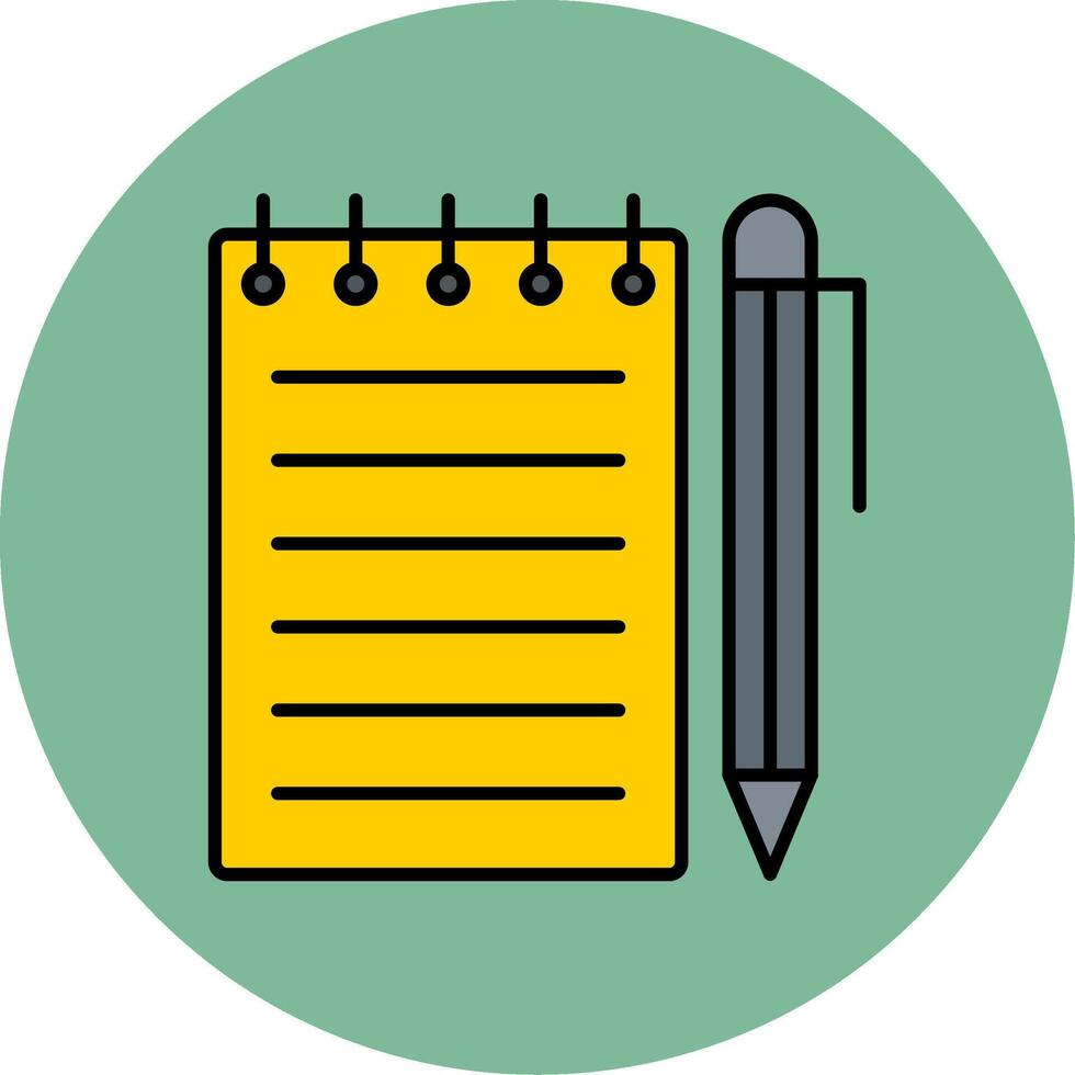 Notebook Line Filled multicolour Circle Icon vector