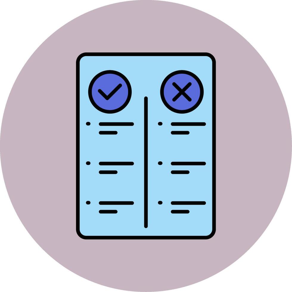 Pros And Cons Line Filled multicolour Circle Icon vector