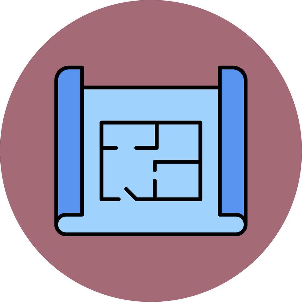 Blue Print Line Filled multicolour Circle Icon vector