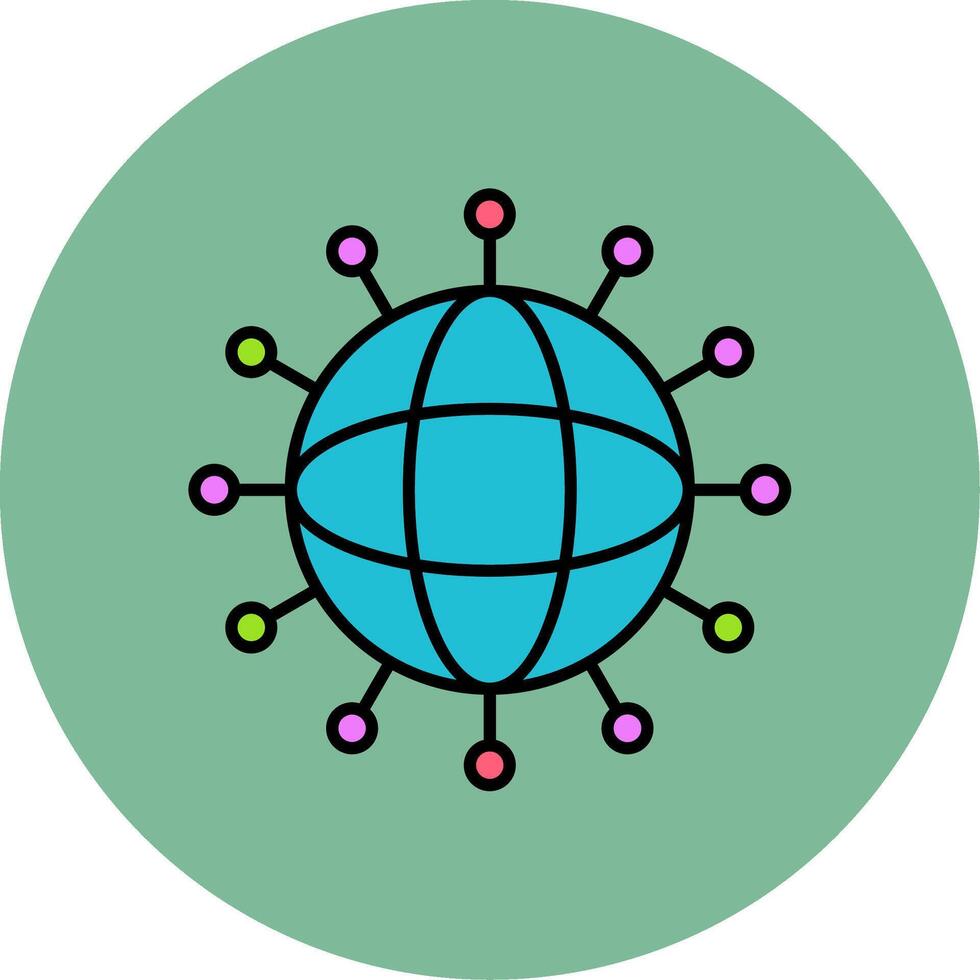 Connected Line Filled multicolour Circle Icon vector