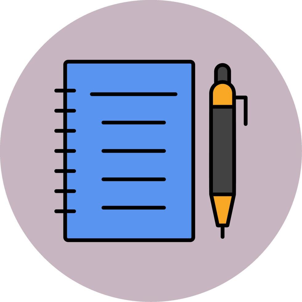 Notebook Line Filled multicolour Circle Icon vector
