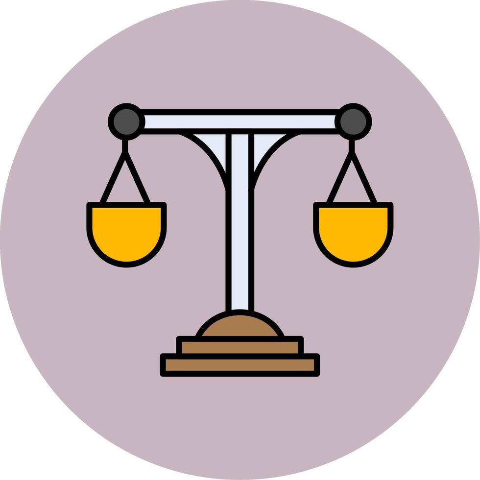 Justice Scale Line Filled multicolour Circle Icon vector