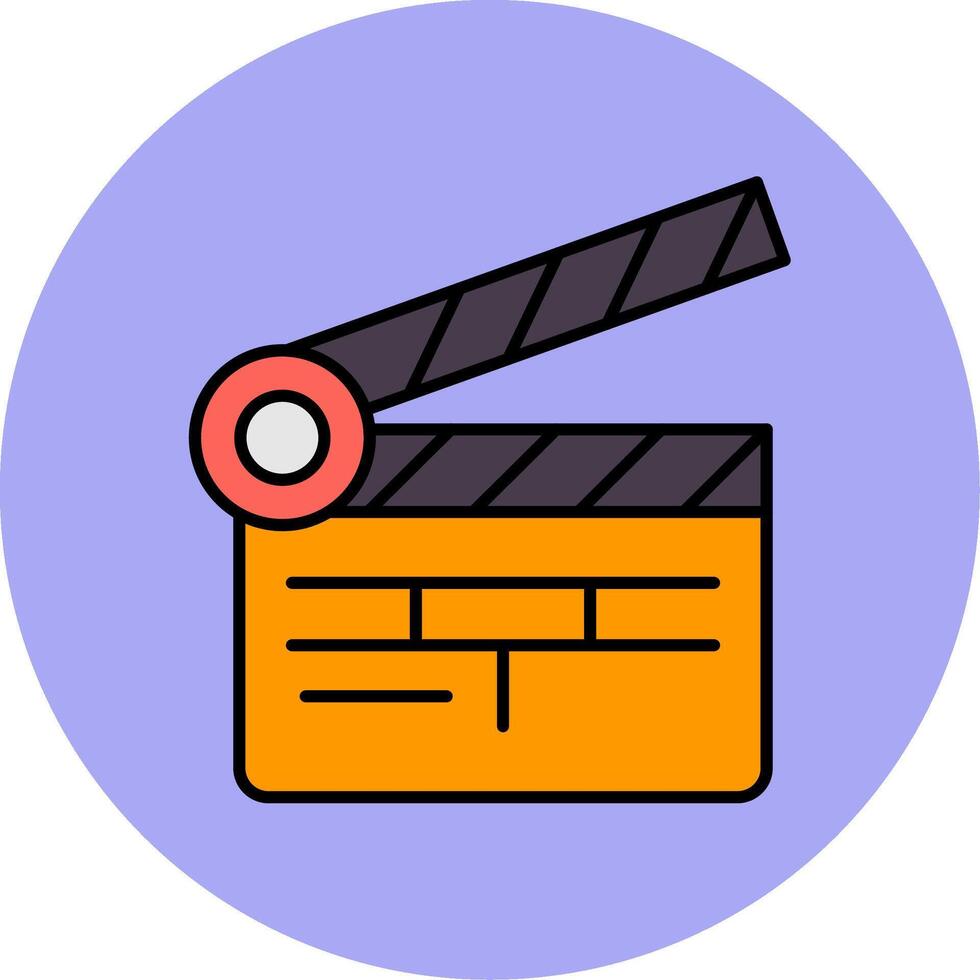 Clapper Board Line Filled multicolour Circle Icon vector