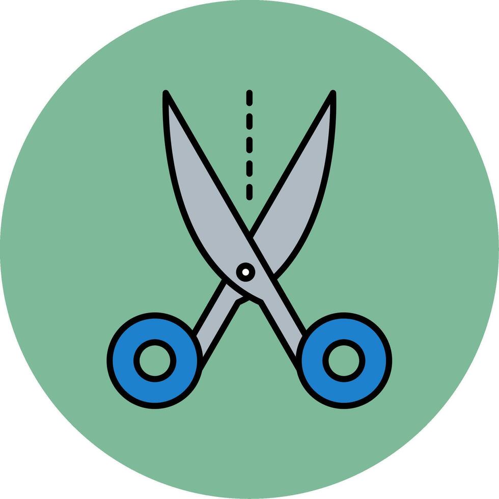 Scissors Line Filled multicolour Circle Icon vector