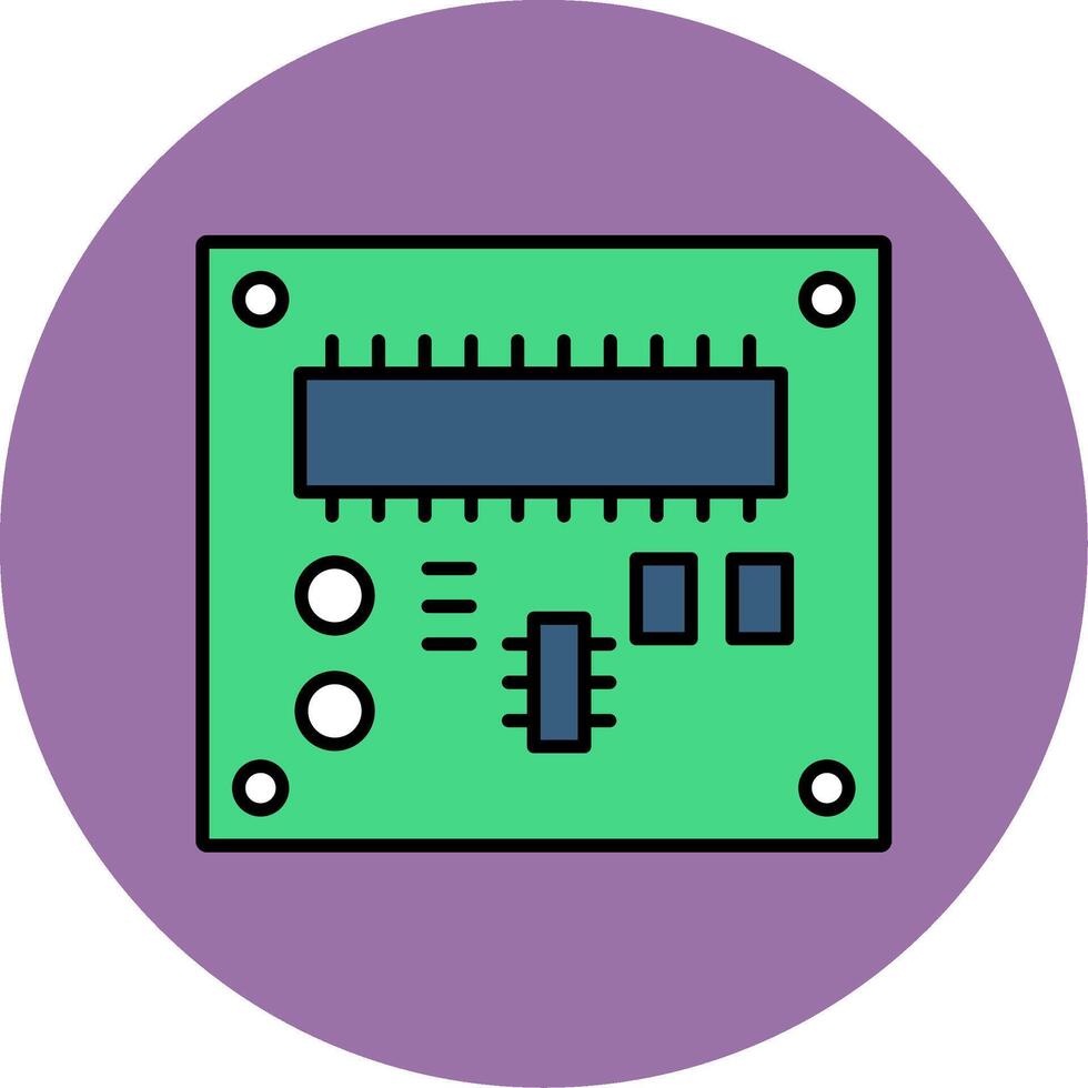Pcb Board Line Filled multicolour Circle Icon vector