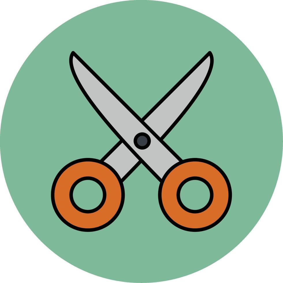 Scissors Line Filled multicolour Circle Icon vector