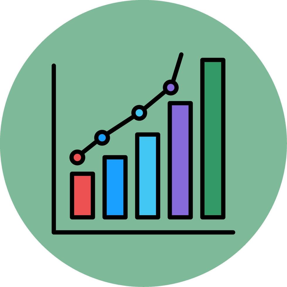 Increase Line Filled multicolour Circle Icon vector