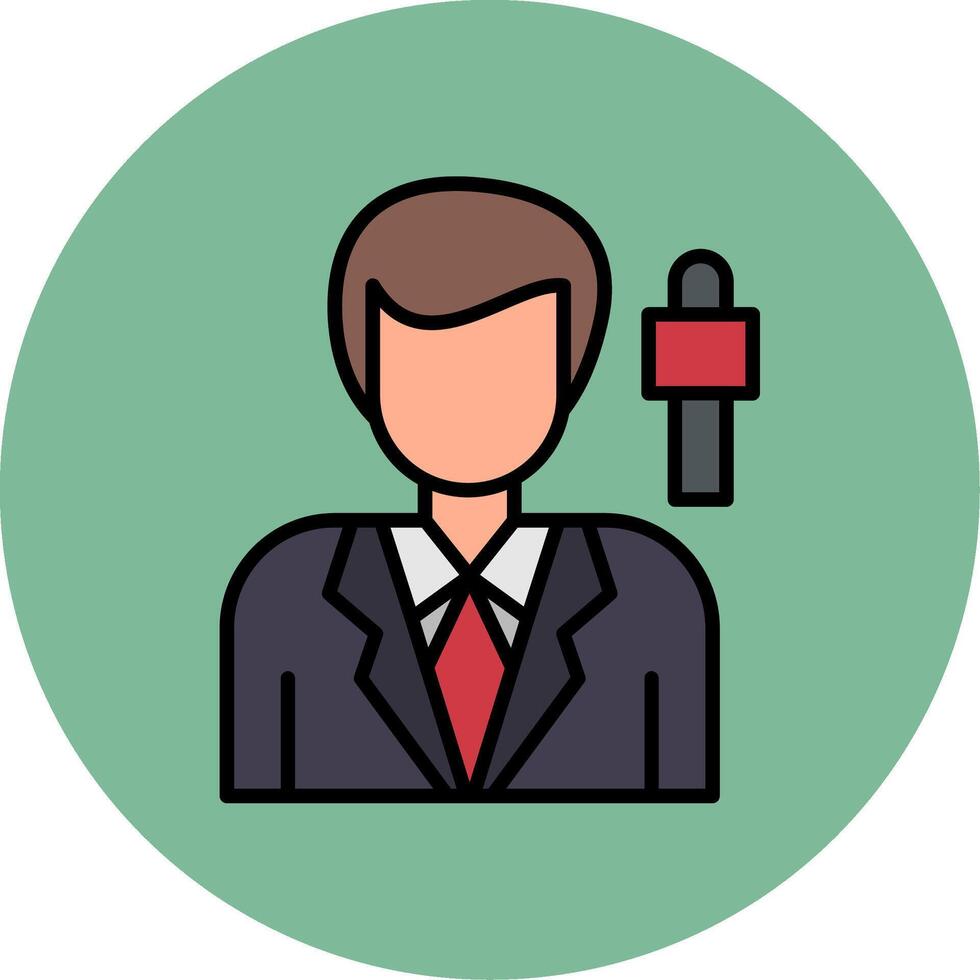 Journalist Line Filled multicolour Circle Icon vector