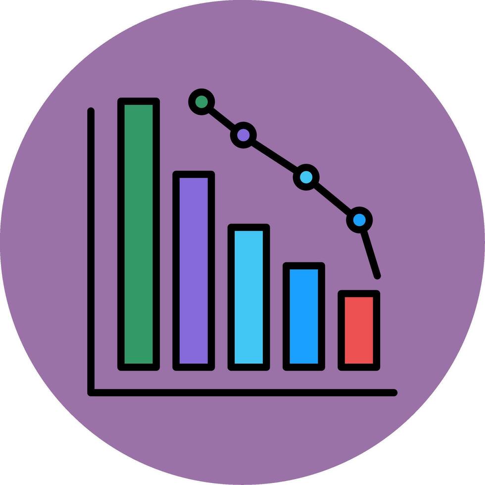 Decrease Line Filled multicolour Circle Icon vector