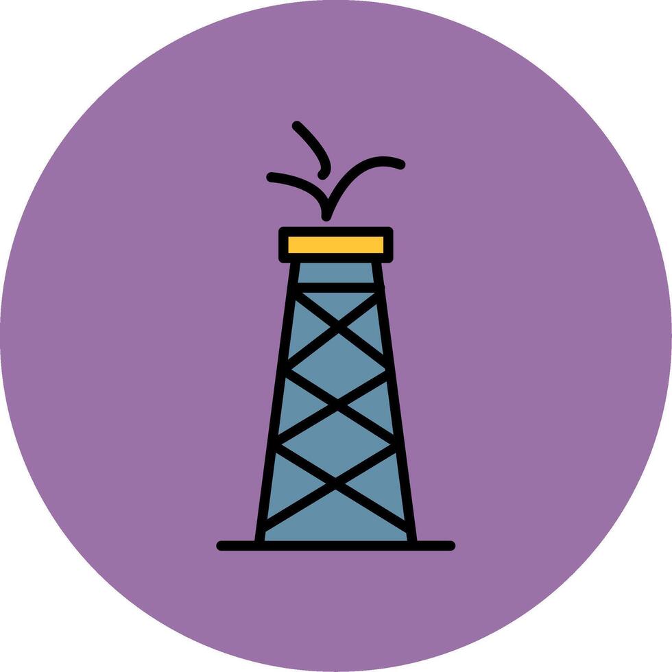 Oil Tower Line Filled multicolour Circle Icon vector