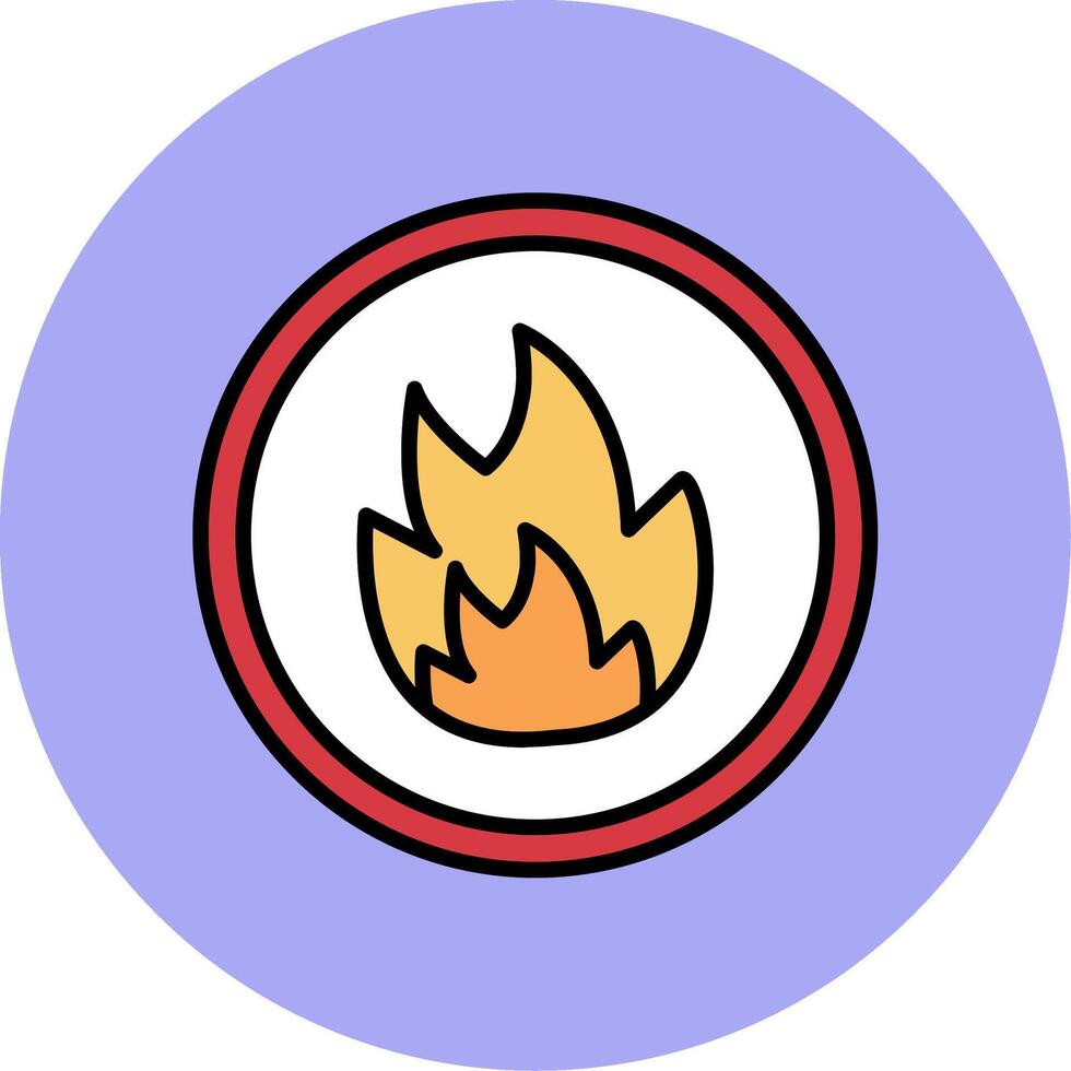 Fire Line Filled multicolour Circle Icon vector