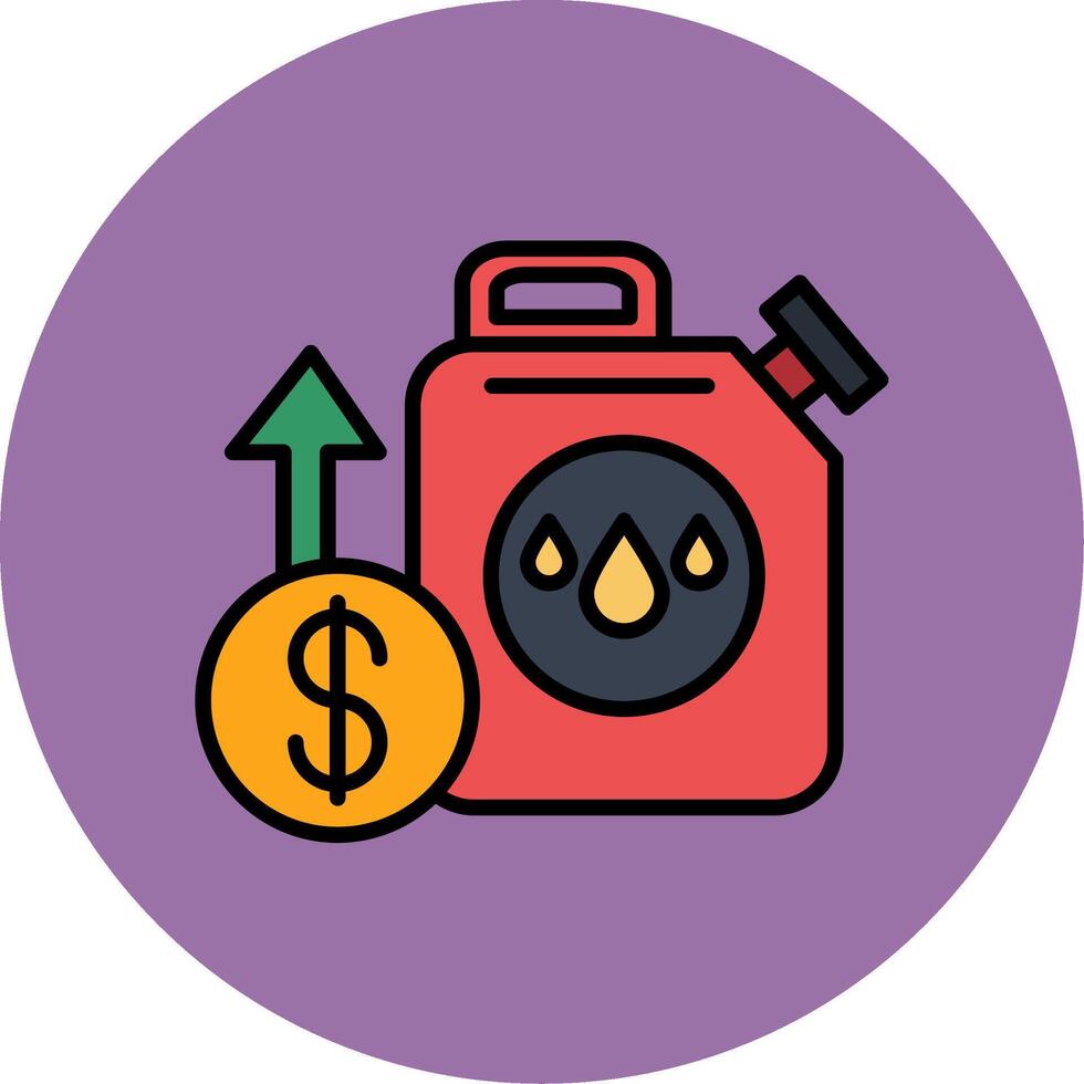 Oil Price Line Filled multicolour Circle Icon vector