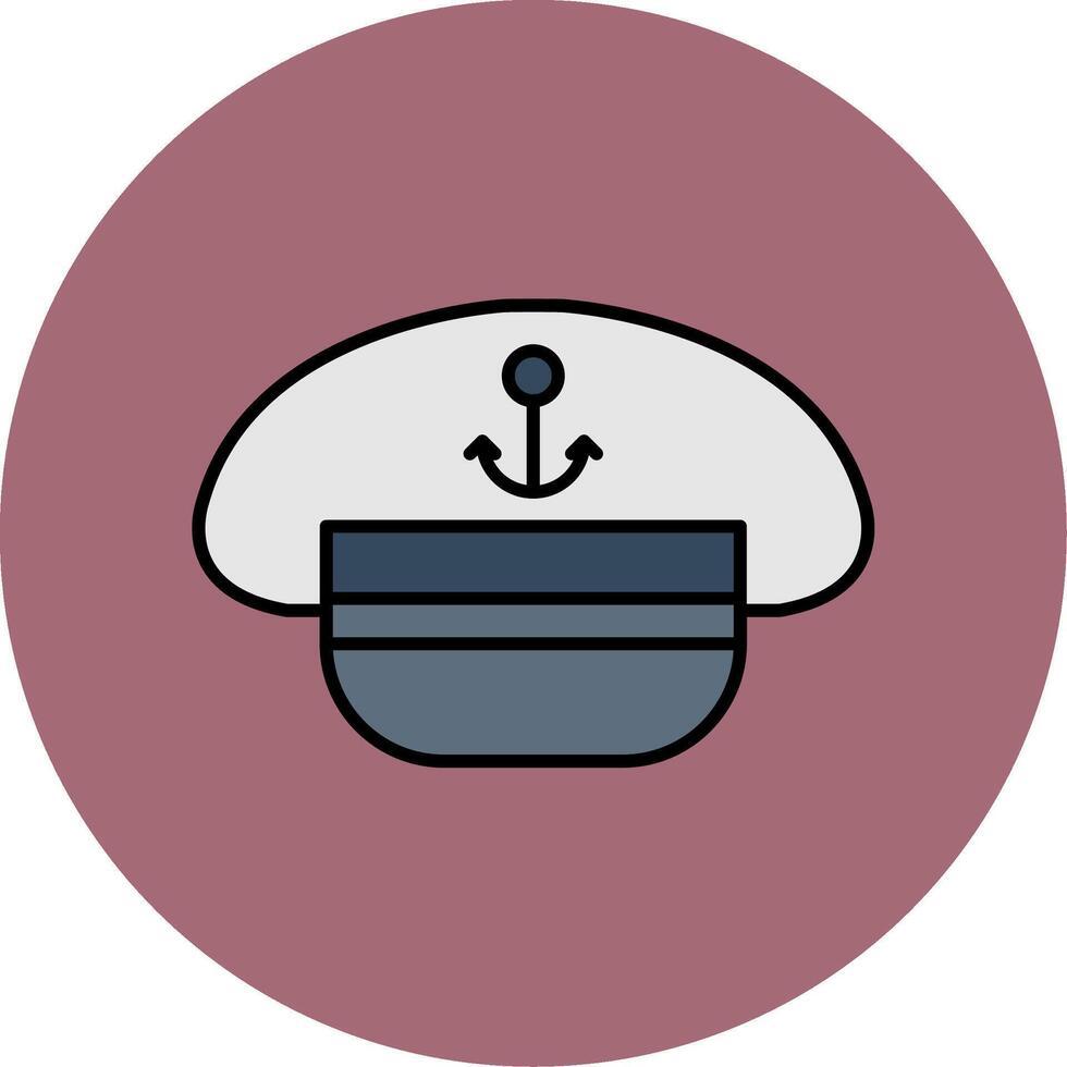 Captain Hat Line Filled multicolour Circle Icon vector