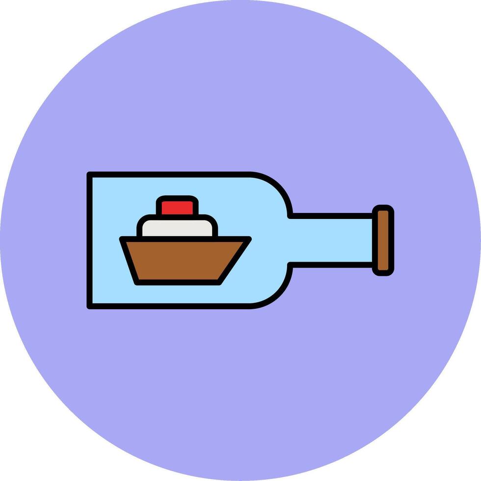 Ship In A Bottle Line Filled multicolour Circle Icon vector
