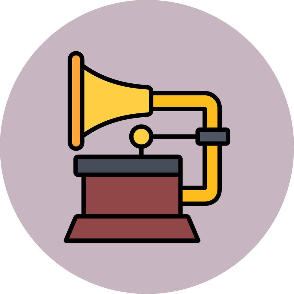 Gramophone Line Filled multicolour Circle Icon vector