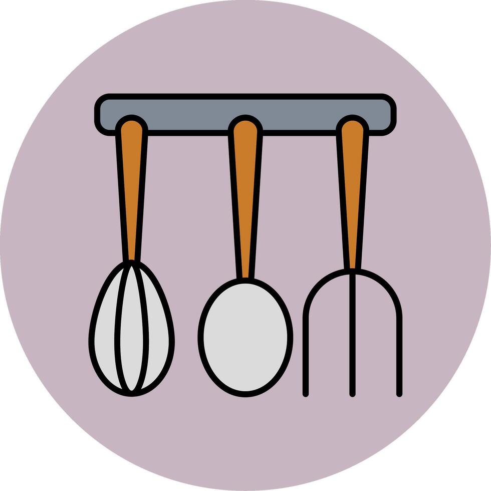 Kitchen Utensils Line Filled multicolour Circle Icon vector