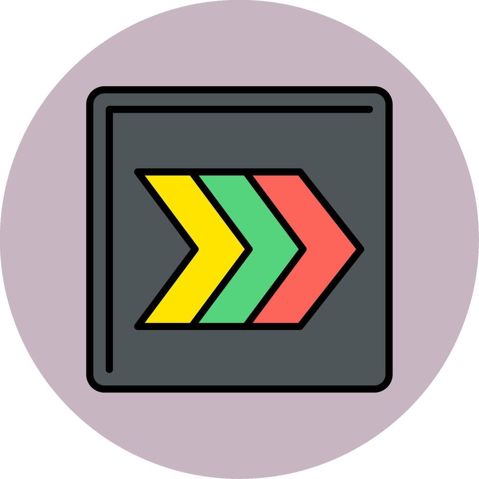 Right Chevron Line Filled multicolour Circle Icon vector