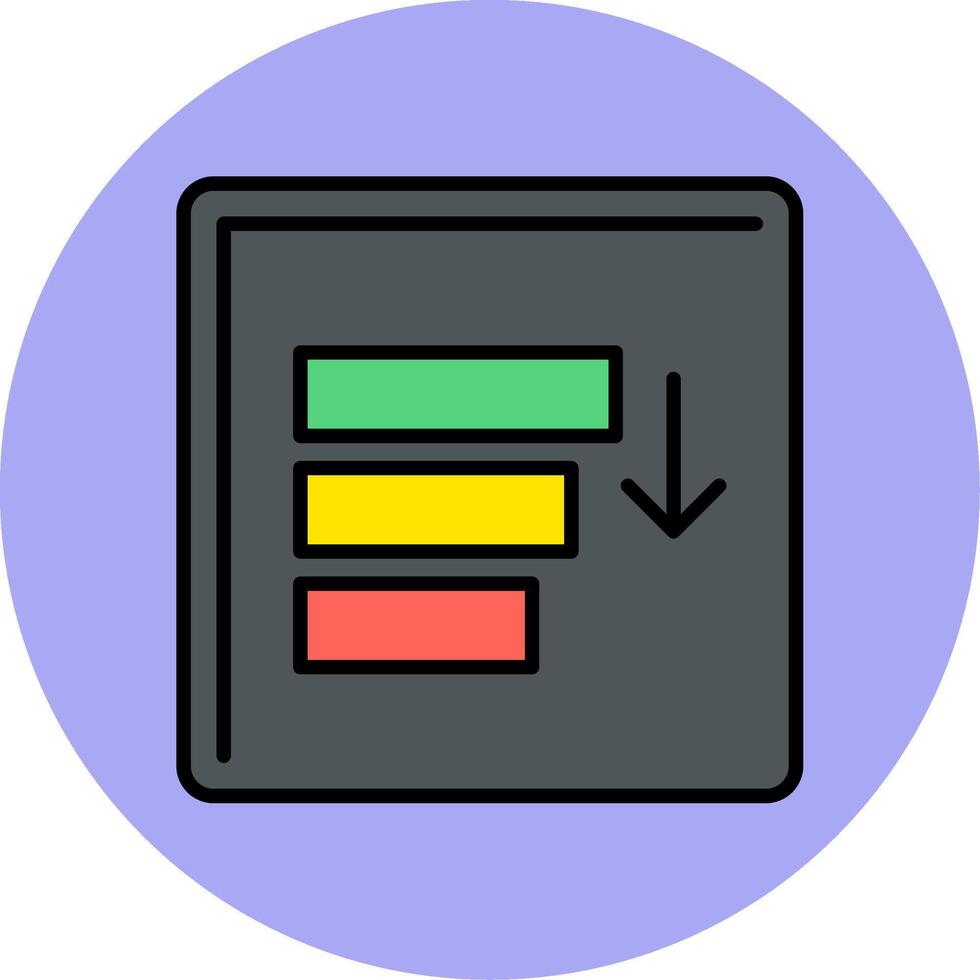 Sort Line Filled multicolour Circle Icon vector