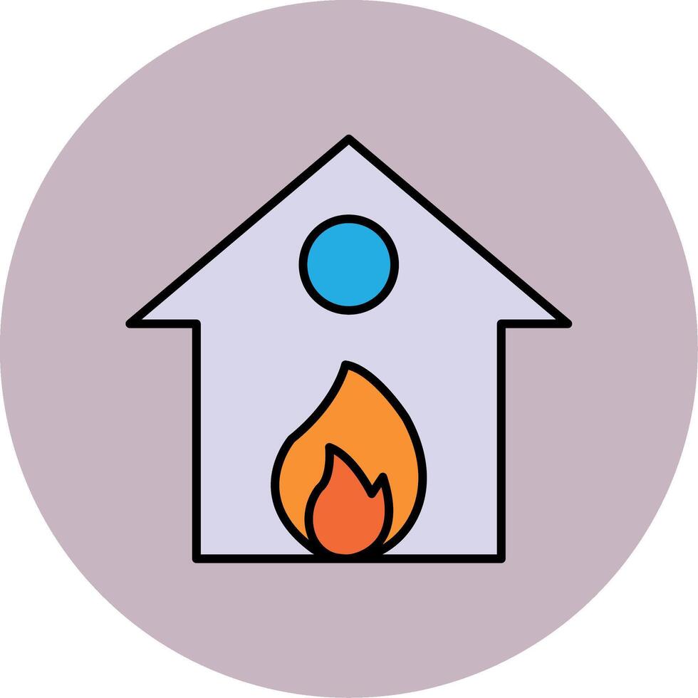 Burning House Line Filled multicolour Circle Icon vector