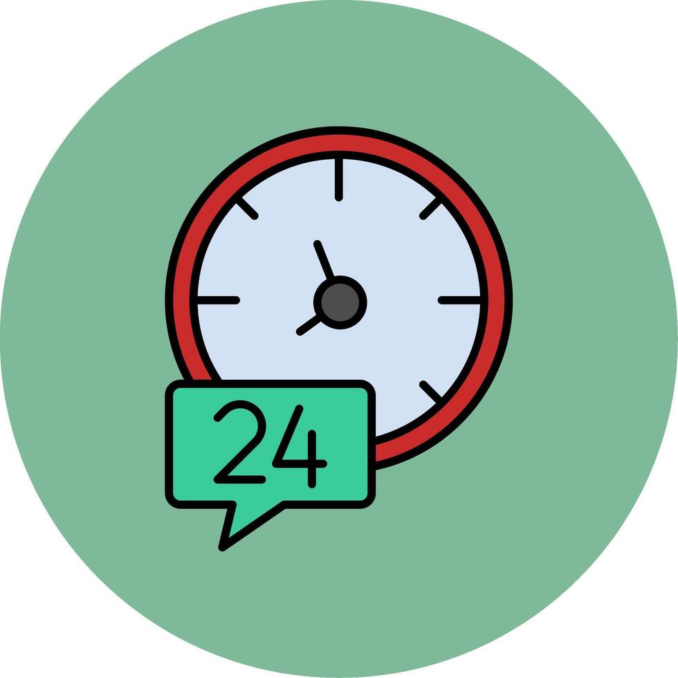 24 Hours Line Filled multicolour Circle Icon vector