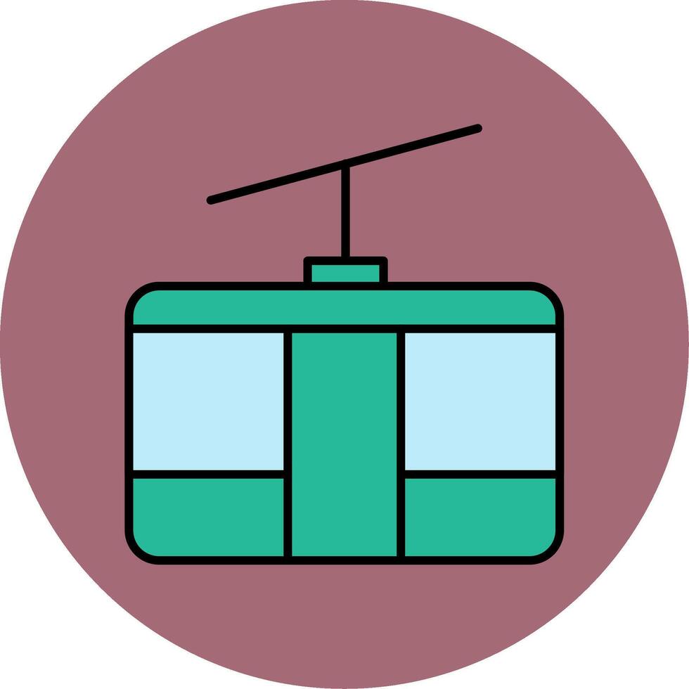 Cableway Line Filled multicolour Circle Icon vector