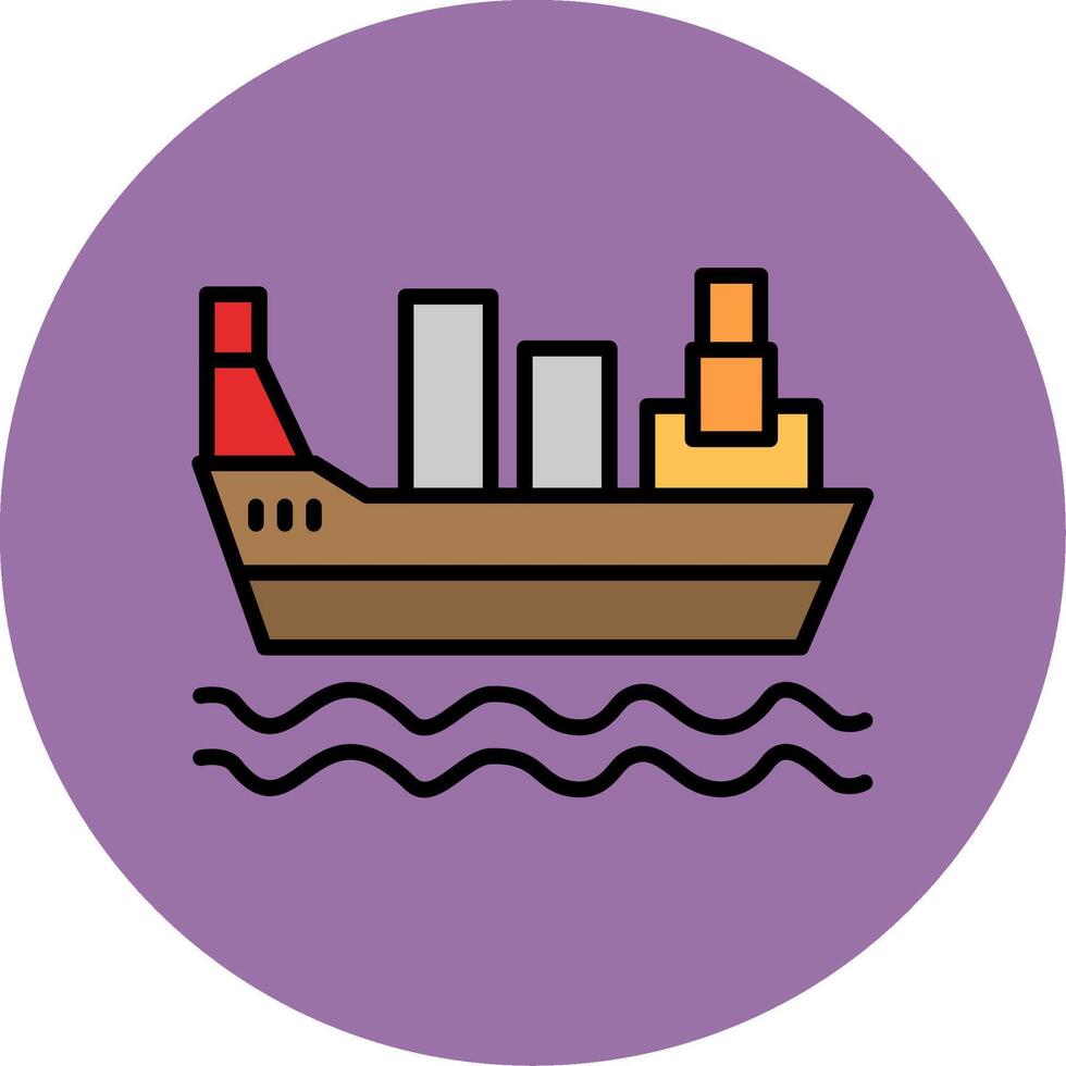 Cargo Ship Line Filled multicolour Circle Icon vector