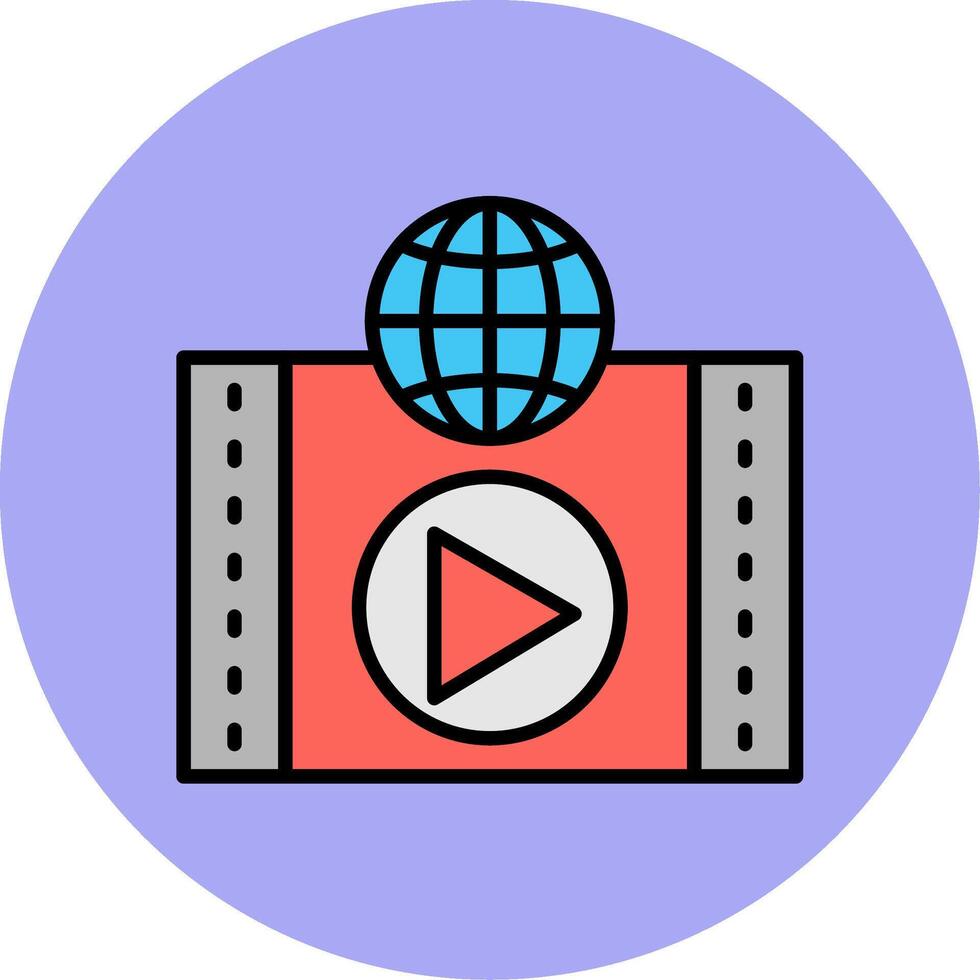 Video Ad Line Filled multicolour Circle Icon vector