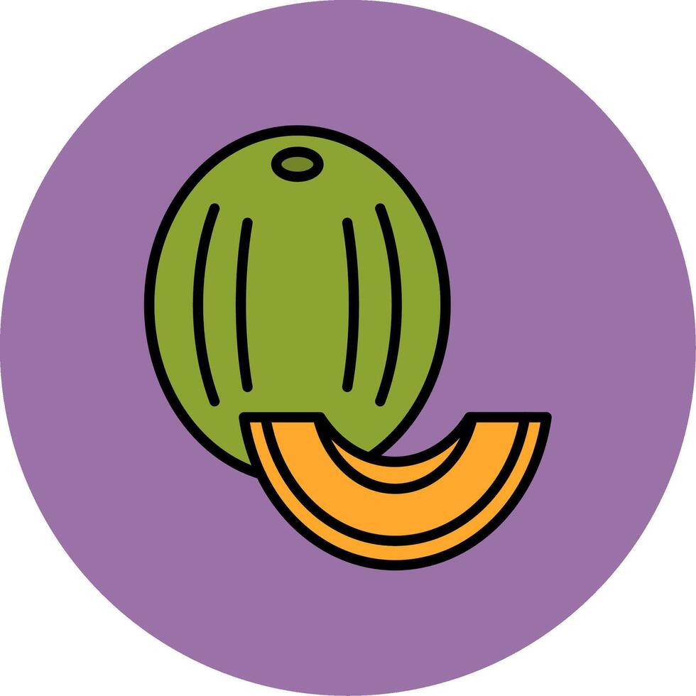 Honeydew melon Line Filled multicolour Circle Icon vector