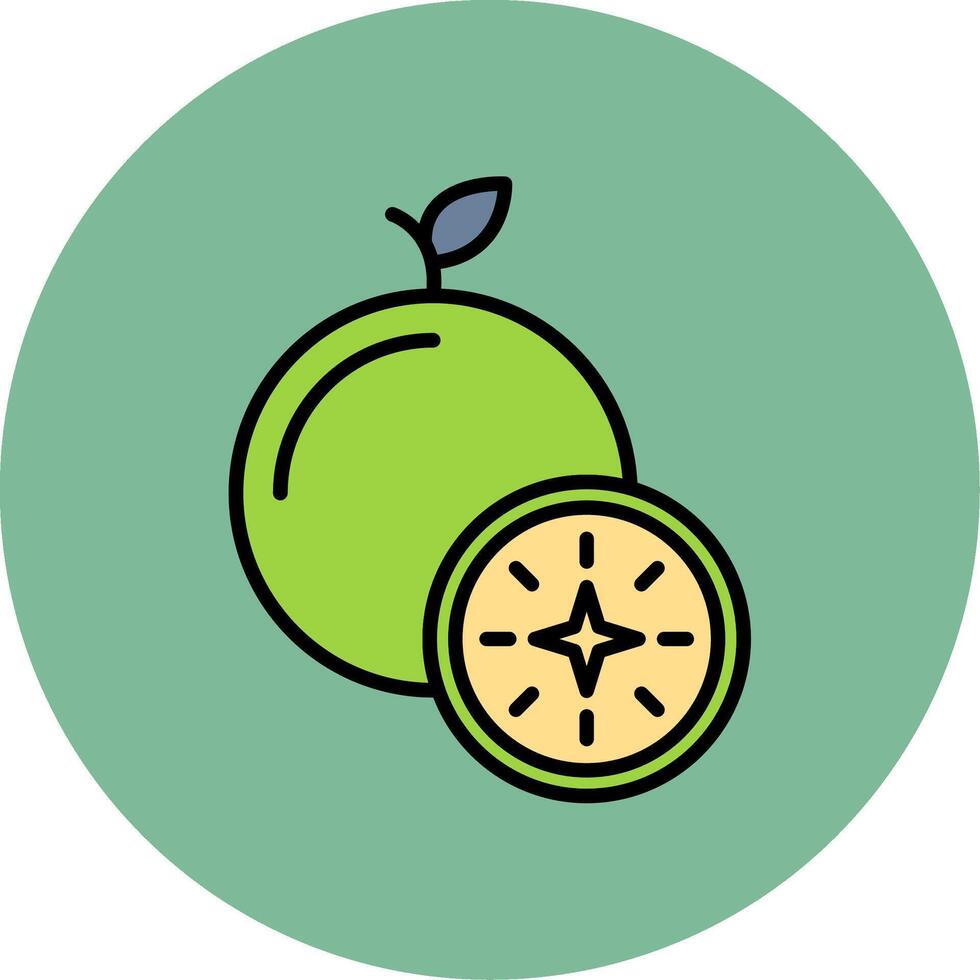 Guava Line Filled multicolour Circle Icon vector