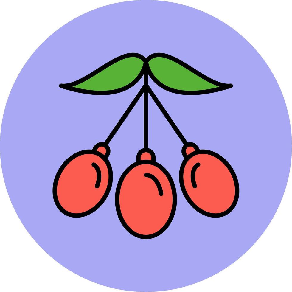 Wolfberry línea lleno multicolor circulo icono vector