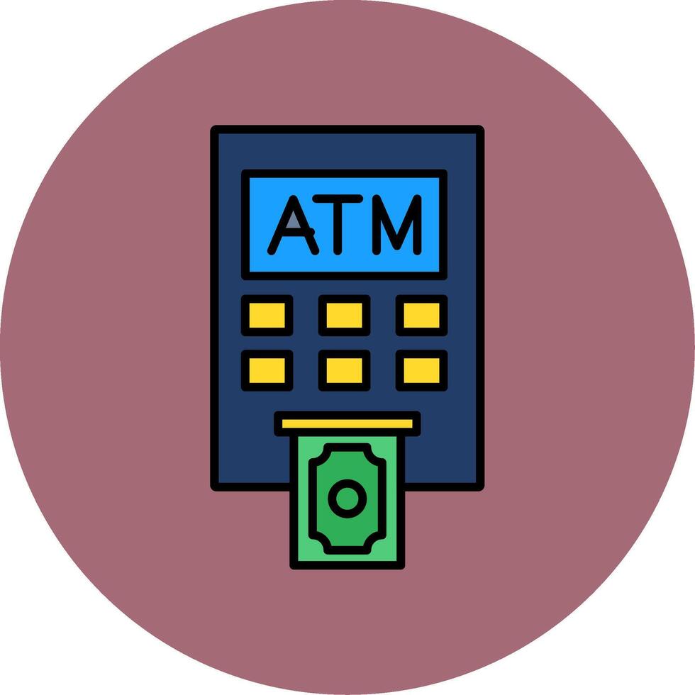 Atm Machine Line Filled multicolour Circle Icon vector