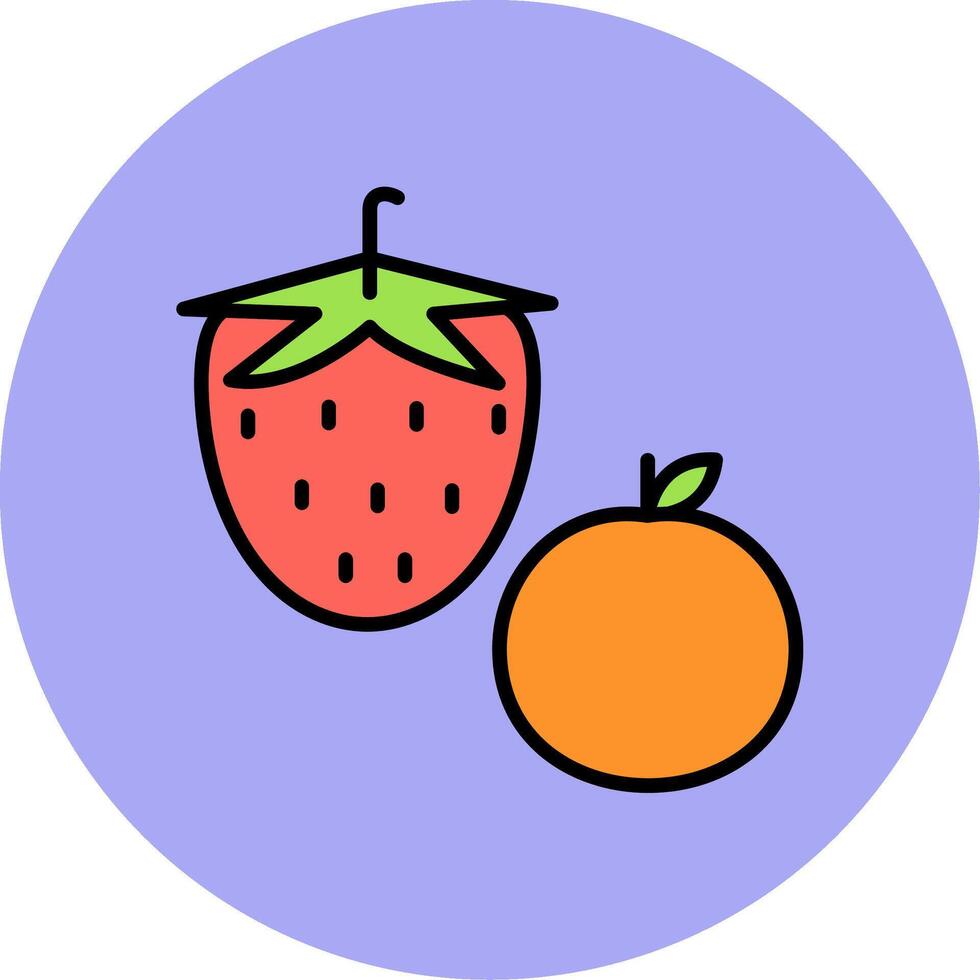 Fruta línea lleno multicolor circulo icono vector