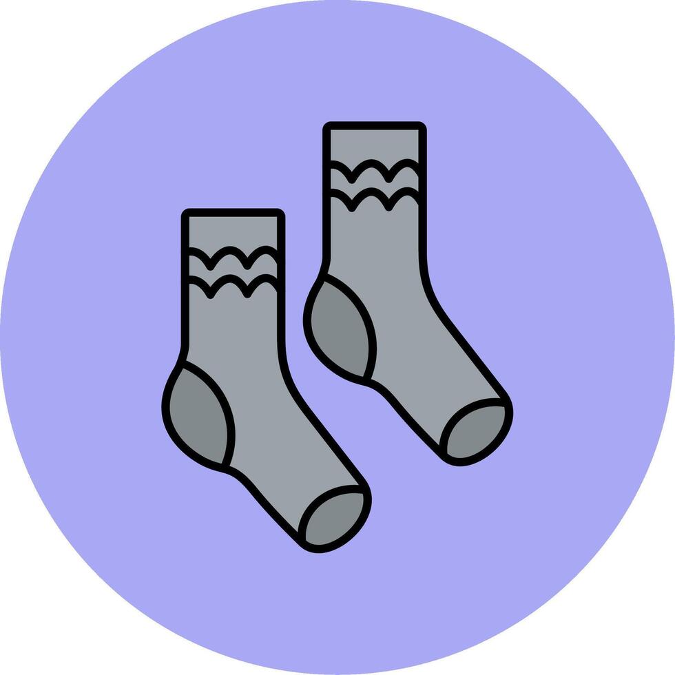 Pair of Socks Line Filled multicolour Circle Icon vector