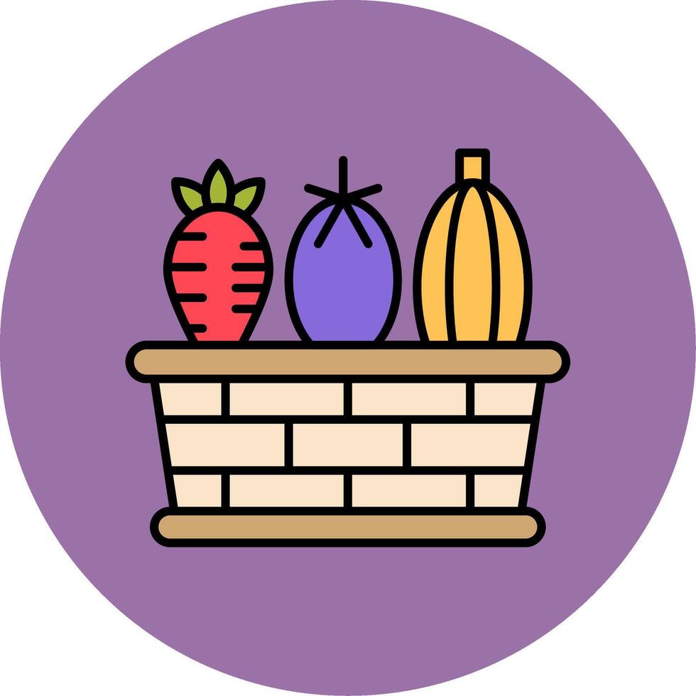 Vegetable Basket Line Filled multicolour Circle Icon vector