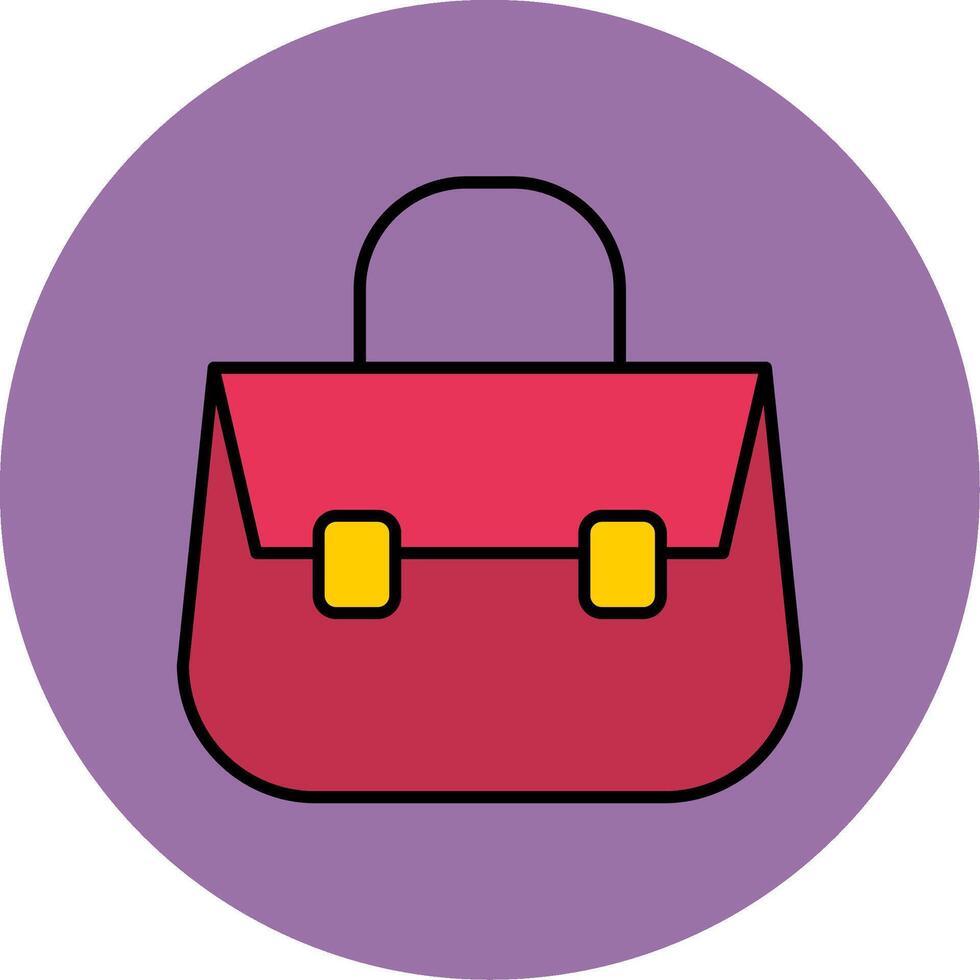 Shoulder Bag Line Filled multicolour Circle Icon vector