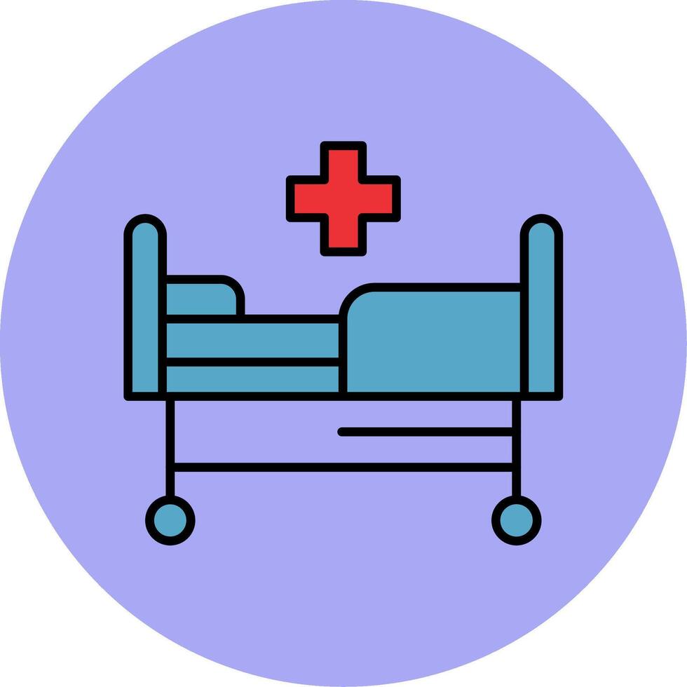 hospital cama línea lleno multicolor circulo icono vector