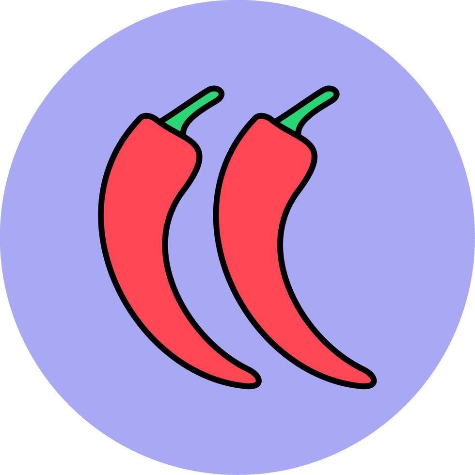 Chilli Line Filled multicolour Circle Icon vector