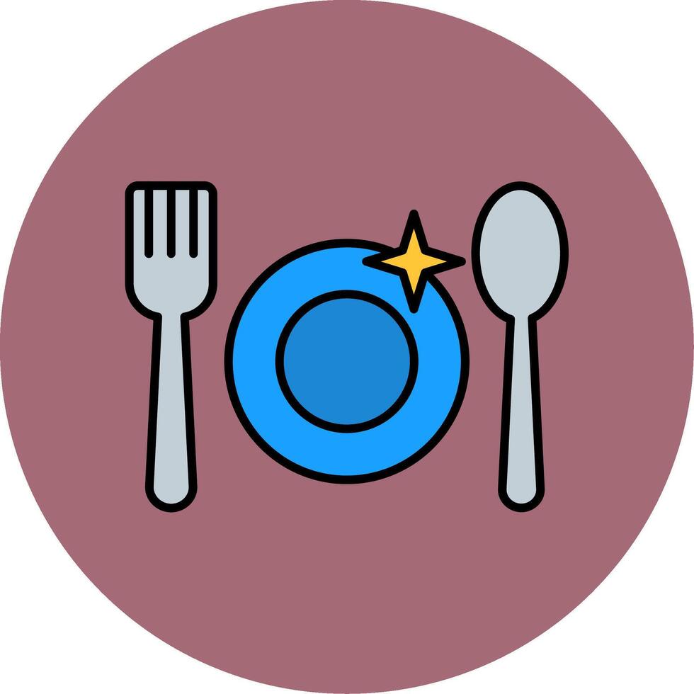 Crockery Line Filled multicolour Circle Icon vector