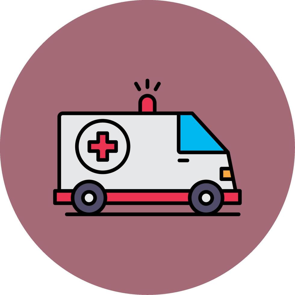 Ambulance Line Filled multicolour Circle Icon vector