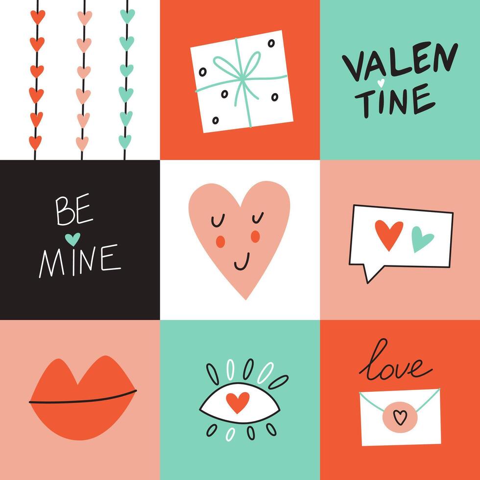 Valentines Day poster with doodle lettering vector
