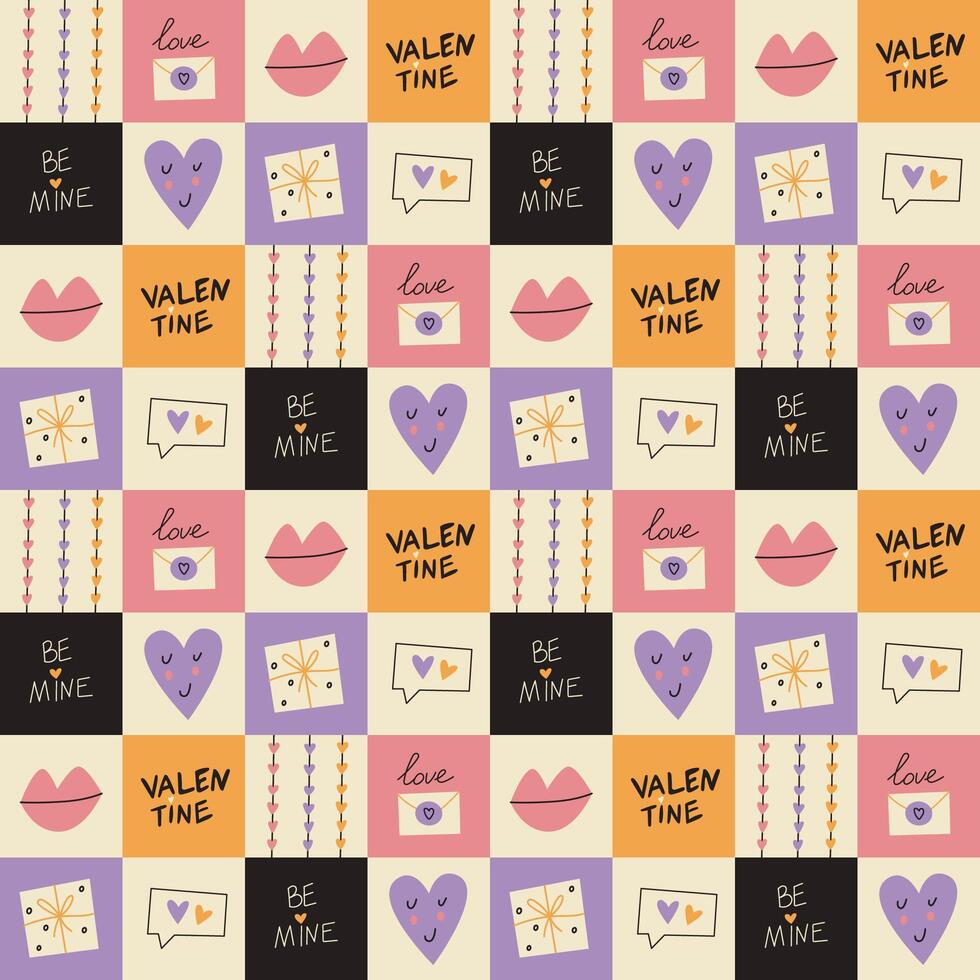 Seamless pattern with St Valentine Day elements vector