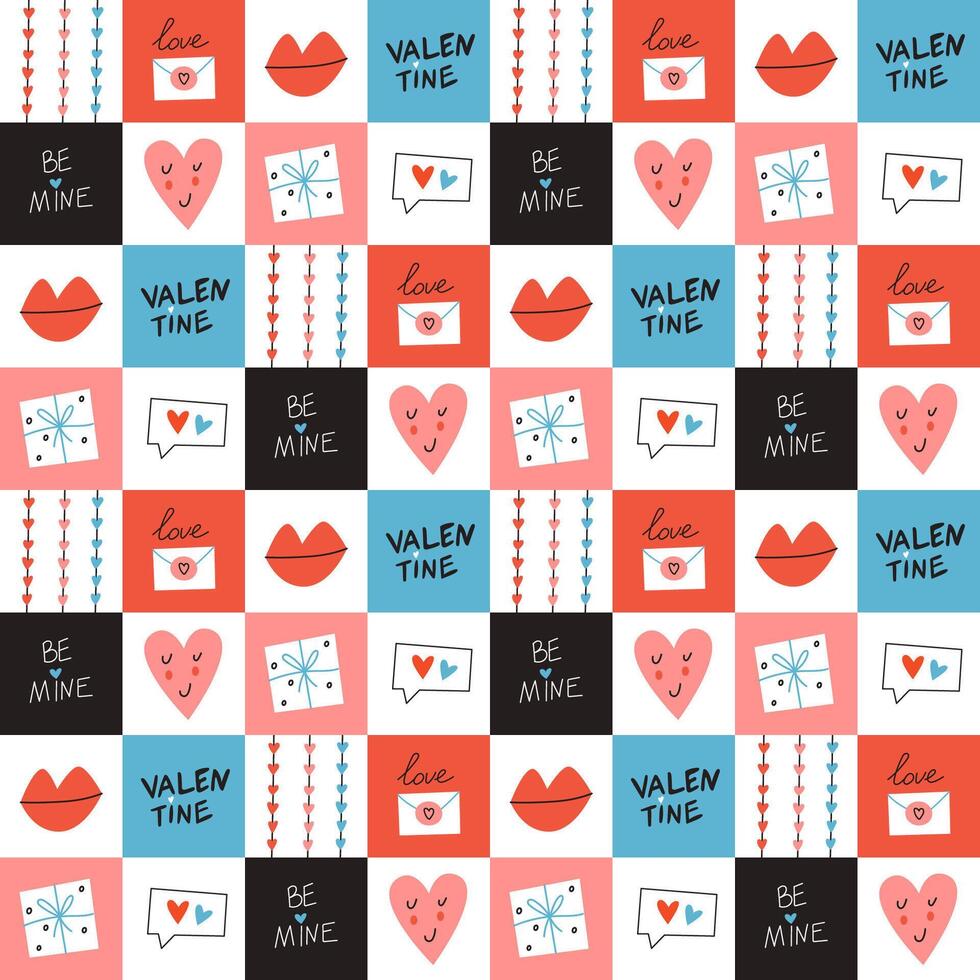 Seamless pattern with St Valentine Day elements vector
