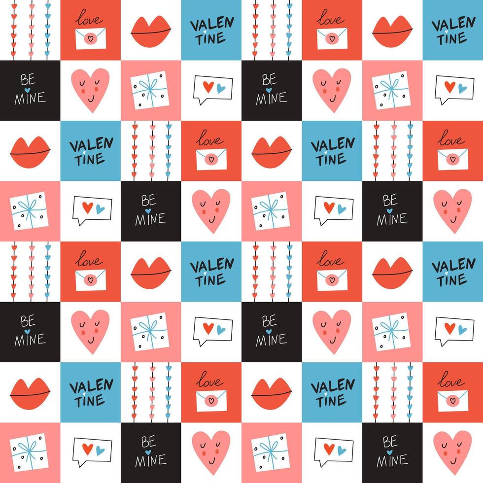 Seamless pattern with St Valentine Day elements vector