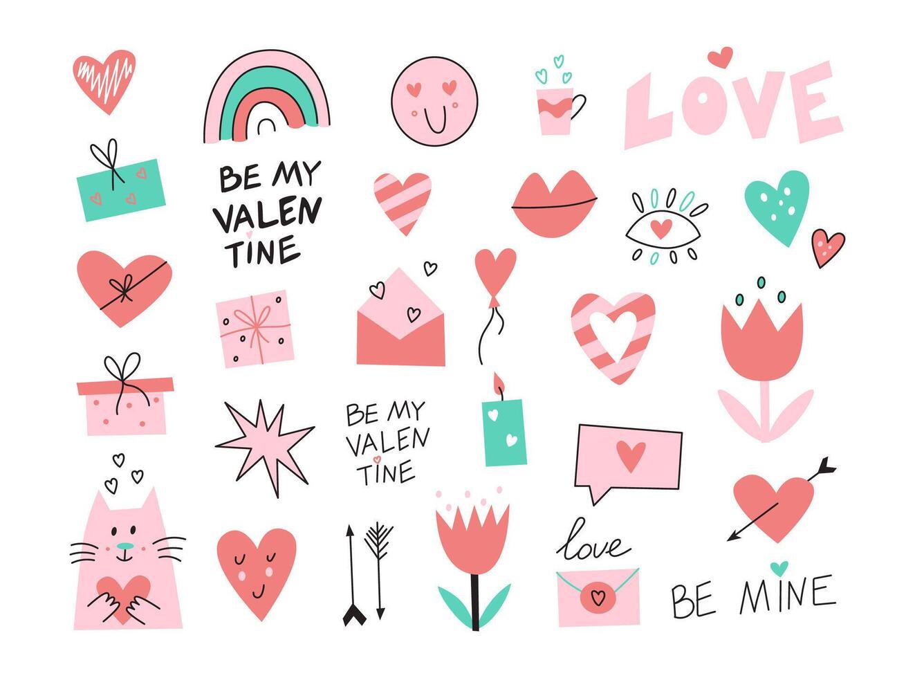 Set of Valentines Day design elements vector
