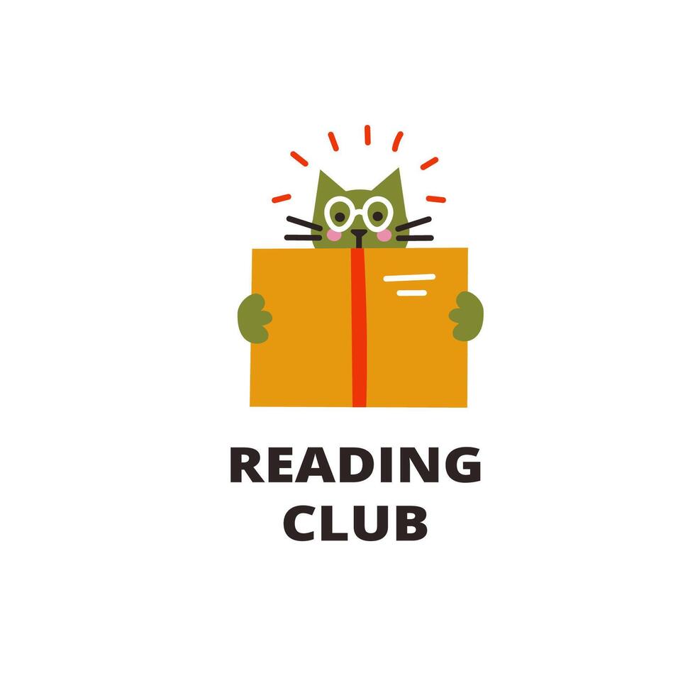 Book club design template with cute cat vector