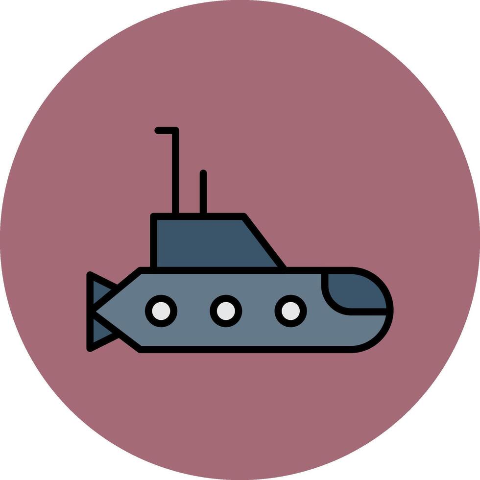 submarino línea lleno multicolor circulo icono vector