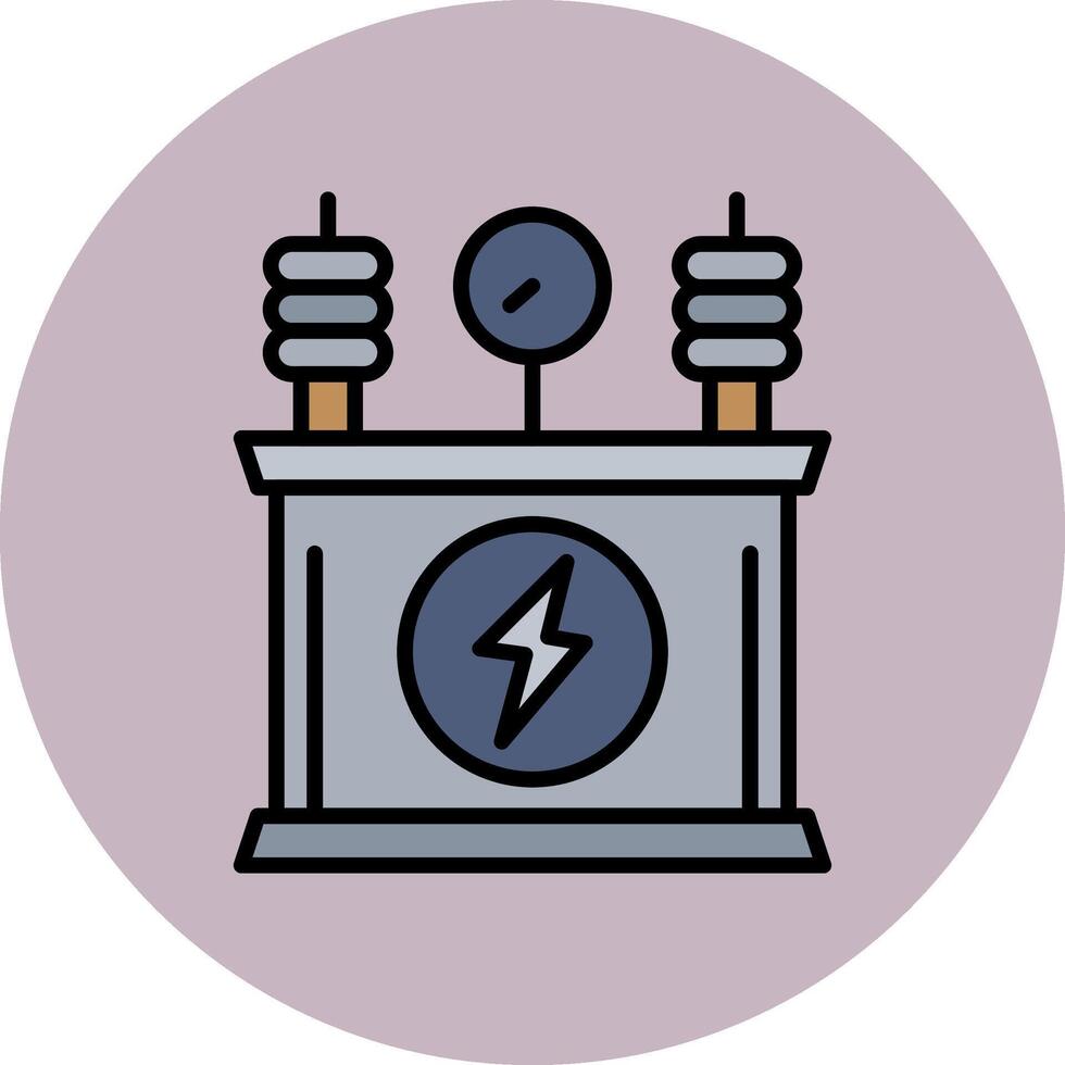 Power Transformer Line Filled multicolour Circle Icon vector